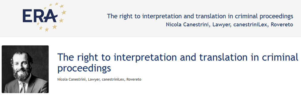 ePresentation Nicola Canestrini: The right to interpretation and translation in criminal proceedings