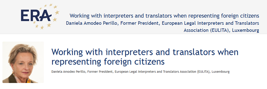 ePresentation Daniela Amodeo Perillo: Working with interpreters and translators when representing foreign citizens